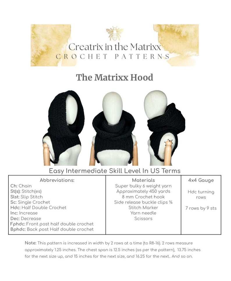 Matrixx Hood Crochet Pattern Hooded cowl available in 5 languages Digital PDF image 2