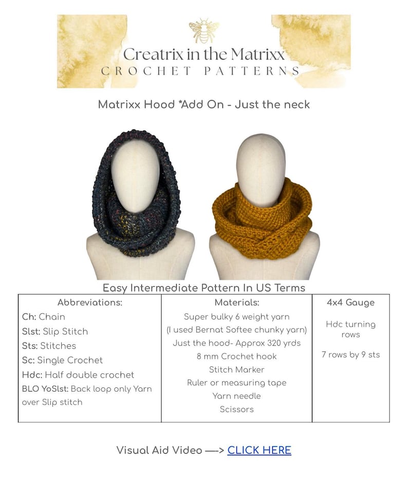 Just the Neck * Matrixx Hood Add on | DIGITAL PDF Crochet Pattern ...