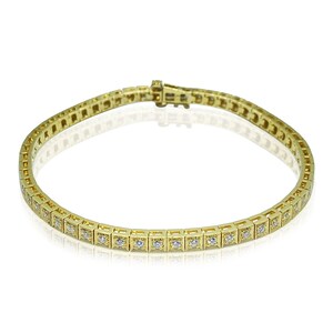 Diamond Tennis Bracelet in 14k Solid Yellow Gold (1.07 ct. tw.) 3.30 mm tennis bracelet high quality