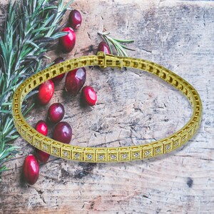 Diamond Tennis Bracelet in 14k Solid Yellow Gold (1.00 ct. tw.) 3.30 mm tennis bracelet high quality