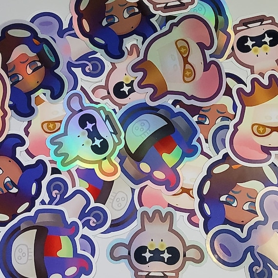 スプラトゥーン風ファンアートバッジステッカー + ホロ