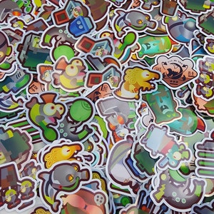 Splatoon Salmon run Inspired Fan-art Badge Stickers + HOLOGRAPHIC - Horroboros, Cohanzuna