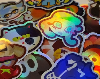 Splatoon Inspired Fan-art Badge Stickers + HOLOGRAPHIC -Idols, shops