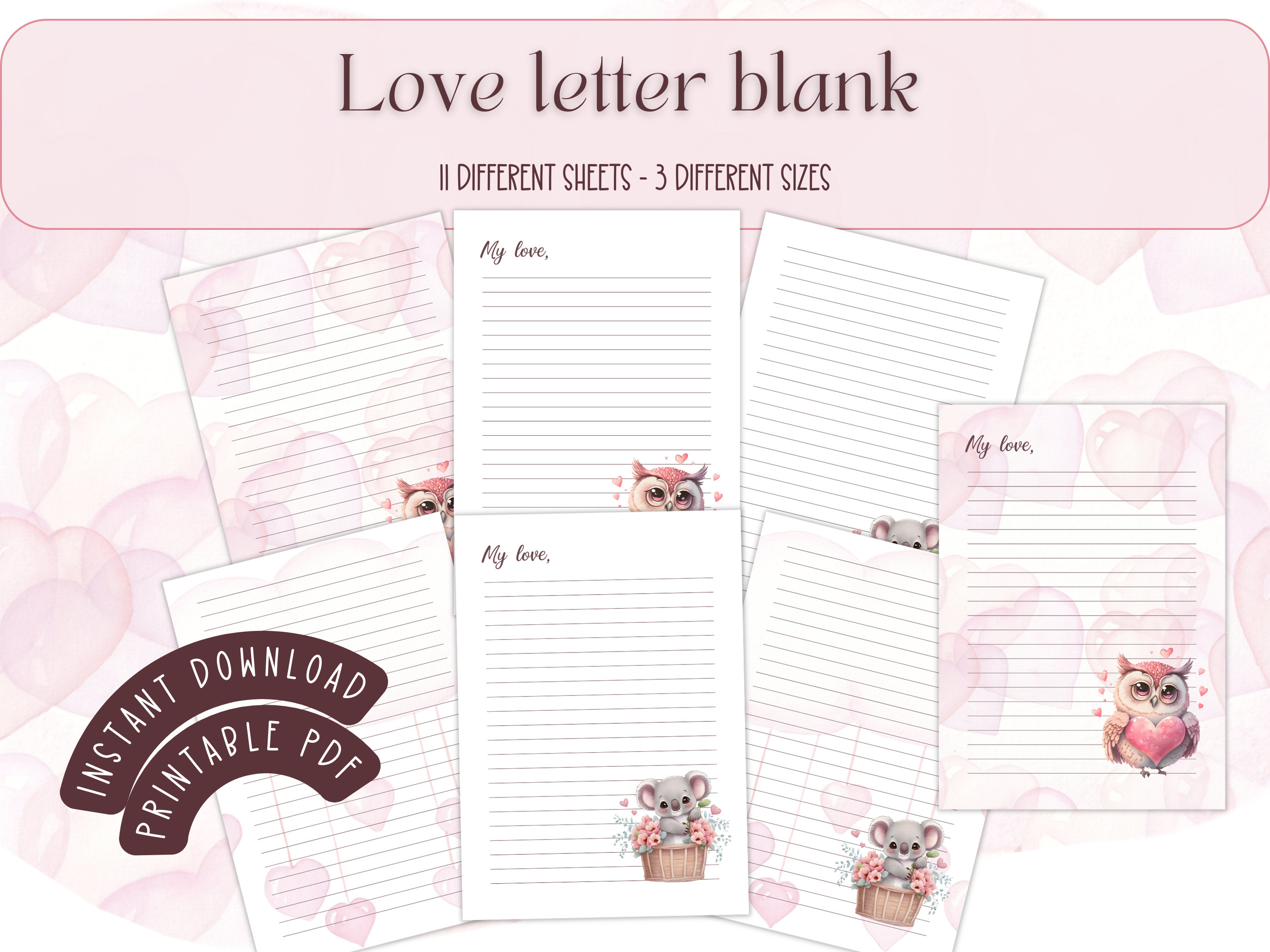 Love Letter Writing Set Valentines Day Gift Cute Stationary