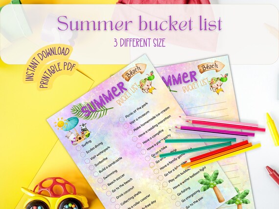 Summer Bucket List Printable Kids Bucket List Summer Break Kids Checklist  Summer to Do List Checklist for Kids Adventure Time 