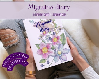 Migraine diary | Wellness journal | Self care journal | Mood tracker | Chronic illness| Migraine awareness| Migraine tracker| Health tracker