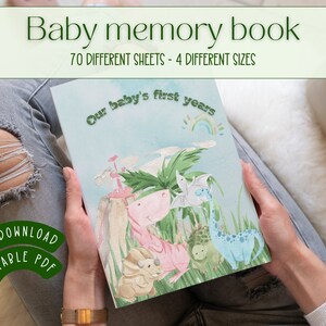 Baby memory book Baby album Baby scrapbook album Baby book first year Baby record book Printable baby book Baby milestone book image 3