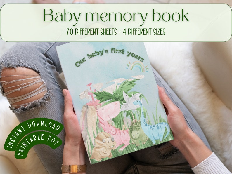 Baby memory book Baby album Baby scrapbook album Baby book first year Baby record book Printable baby book Baby milestone book image 3