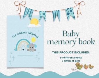 Baby memory book | Baby journal | Baby album | Baby book first year | Baby boy memory book | Rainbow Baby | Baby book journal |Boy baby book