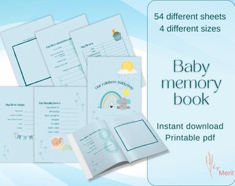 Livre souvenir bébé | Journal de bébé | Album bébé | Livre bébé première année | Livre souvenir bébé garçon | Bébé arc-en-ciel | Journal de livre de bébé | Livre de bébé garçon