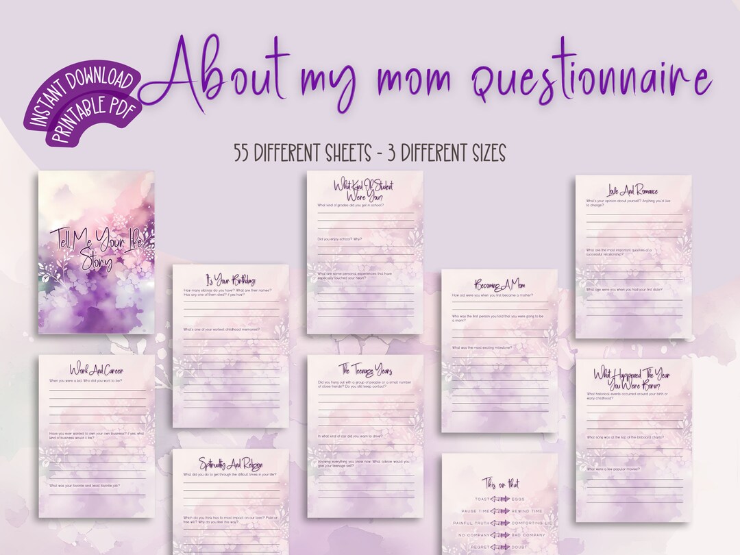 All About Mom Journal Questions for Mom Mothers Day Gift Mom Memory Book Mom Birthday Gift