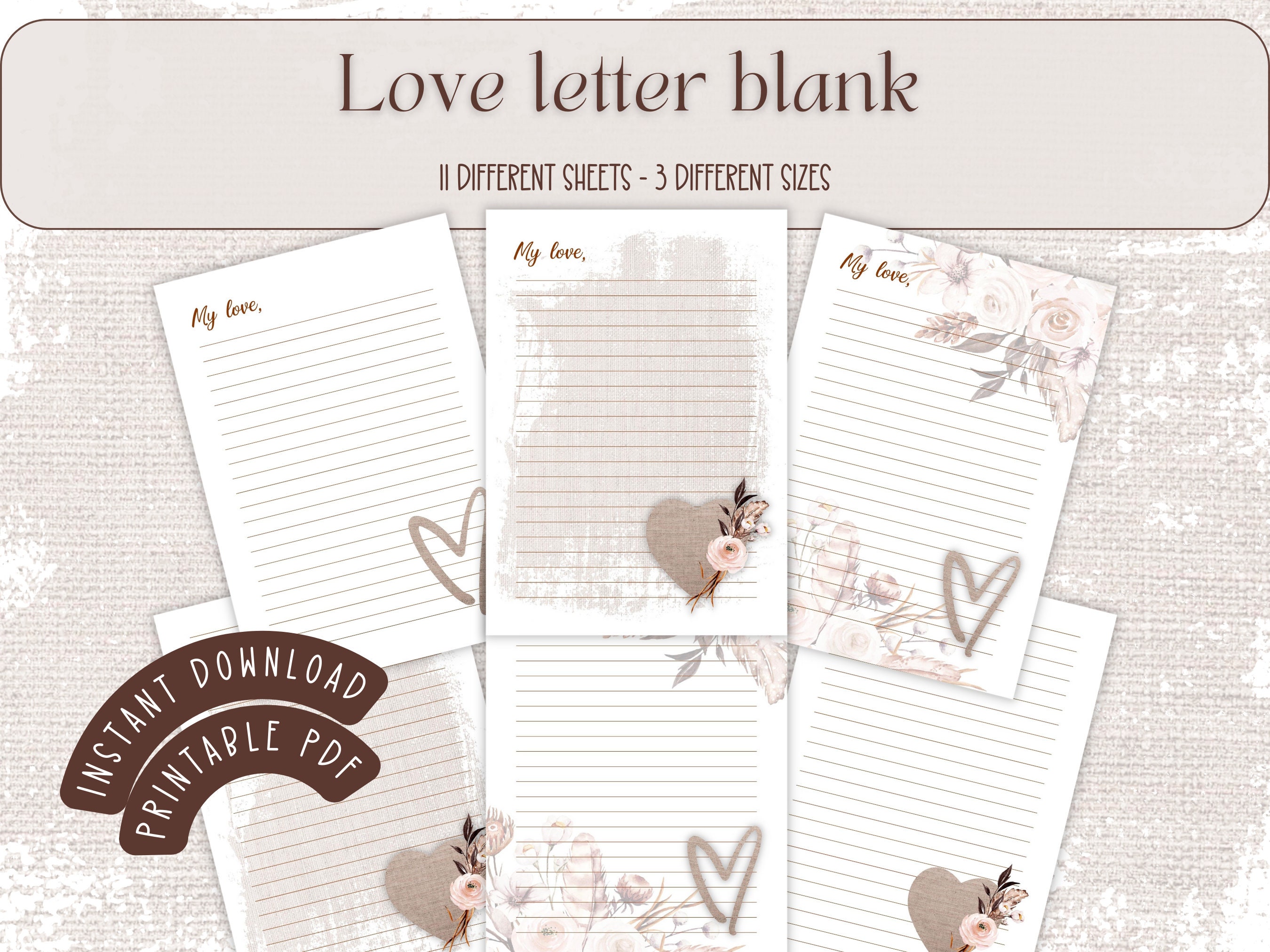 Love letter, Romantic gift, writing set, writing a letter, San Valentine  letter, Printable Love, Anniversary gift, unique love letter