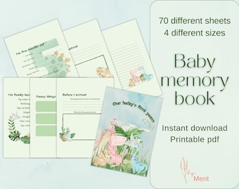 Baby memory book | Baby album | Baby scrapbook album | Baby book first year | Baby record book | Printable baby book | Baby milestone book