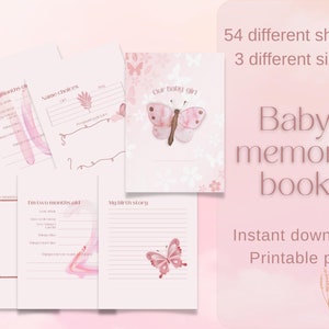 Baby memory book | Baby journal | Baby book first year | Printable baby book pages | Baby book girl | Baby photo book | Baby book printable