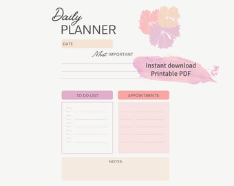 Undated Daily Planner, Printable PDF
