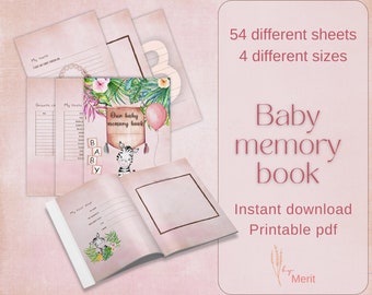 Baby memory book | Baby journal | Baby book girl | Baby book journal | Baby book first year | Photo memory book | Baby album |Baby scrapbook