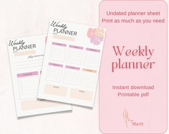 Undated weekly planner printable | Desk planner | Weekly Schedule | Productivity planner | Mom planner | Weekly agenda| Printable To do list