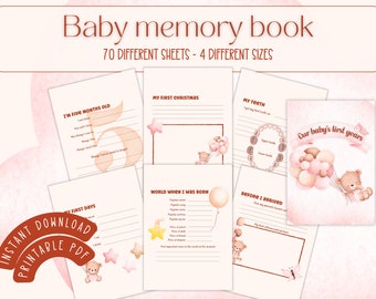 Baby memory book | Baby album | Baby scrapbook album | Baby book first year | Baby record book | Printable baby book | Baby milestone book