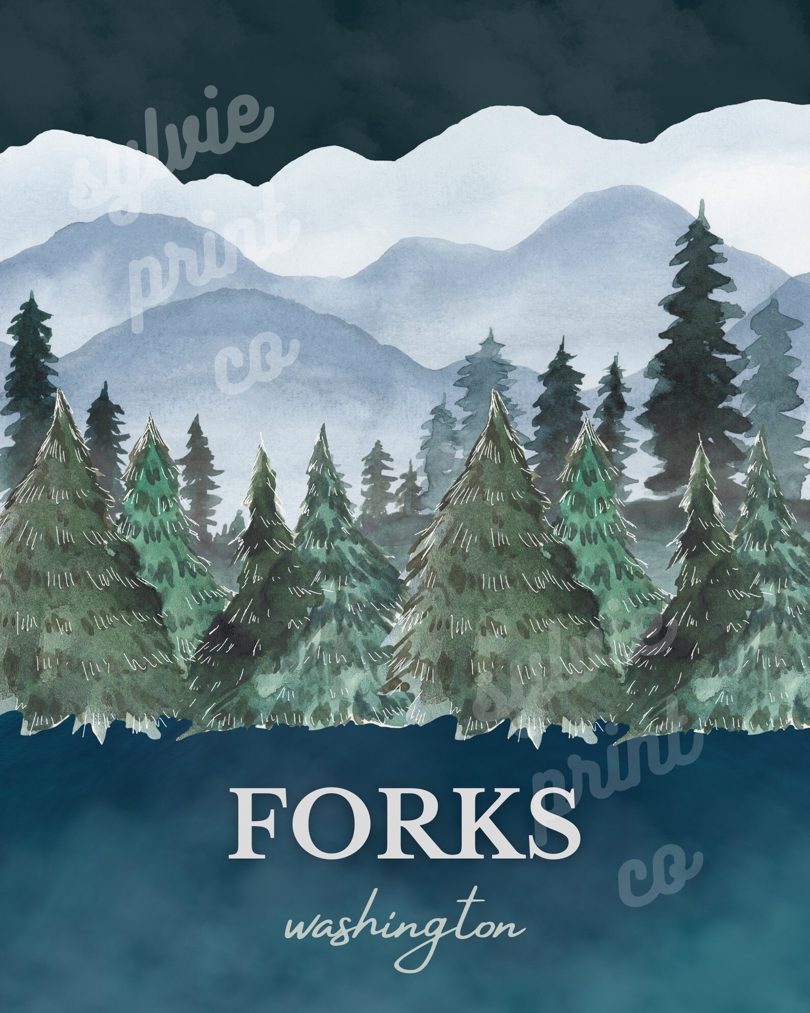 Forks Twilight Poster Forks Washington Print Twilight Merch Etsy