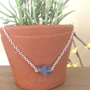 Raw Fluorite chain necklace.