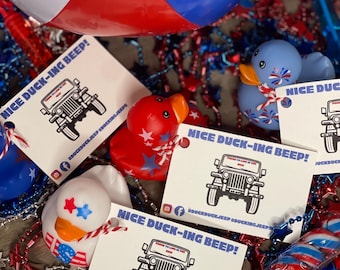 Jeep Duck Patriotic Favor,Jeep Duck meet up , Rubber Duck Memorial Day, Jeep Duck, DuckDuckJeep, Jeep Tag,Jeep Duck, Red White  Blue Duck