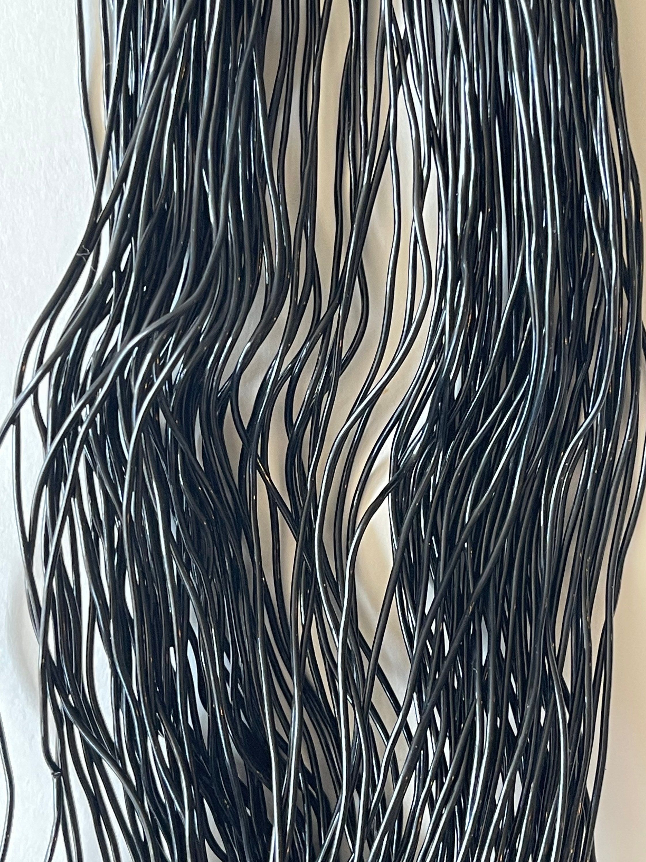 4 Pieces of African Rubber Hair Thread, Black Anango Yarn