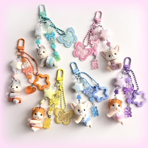 Sylvanian Families / Porte-clés créatures en calicot / Année 2000 / Breloques en perles / animal mignon /