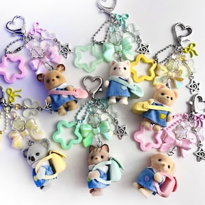 Sylvanian Families / Porte-clés créatures en calicot / Année 2000 / Breloques en perles / animal mignon /