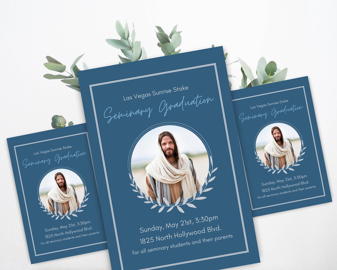 LDS Seminary Graduation Invite, Canva Invitation Template, Customizable
