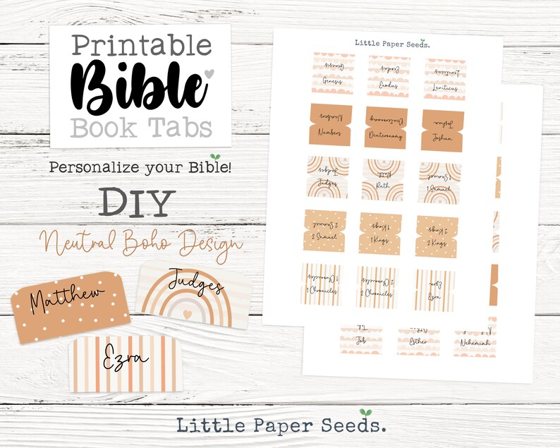 Printable Bible Tabs, DIY Bible Tabs, Minimalist Bible Tabs, Digital