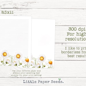 Daisy Printable Stationary Printable Stationary Stationary - Etsy