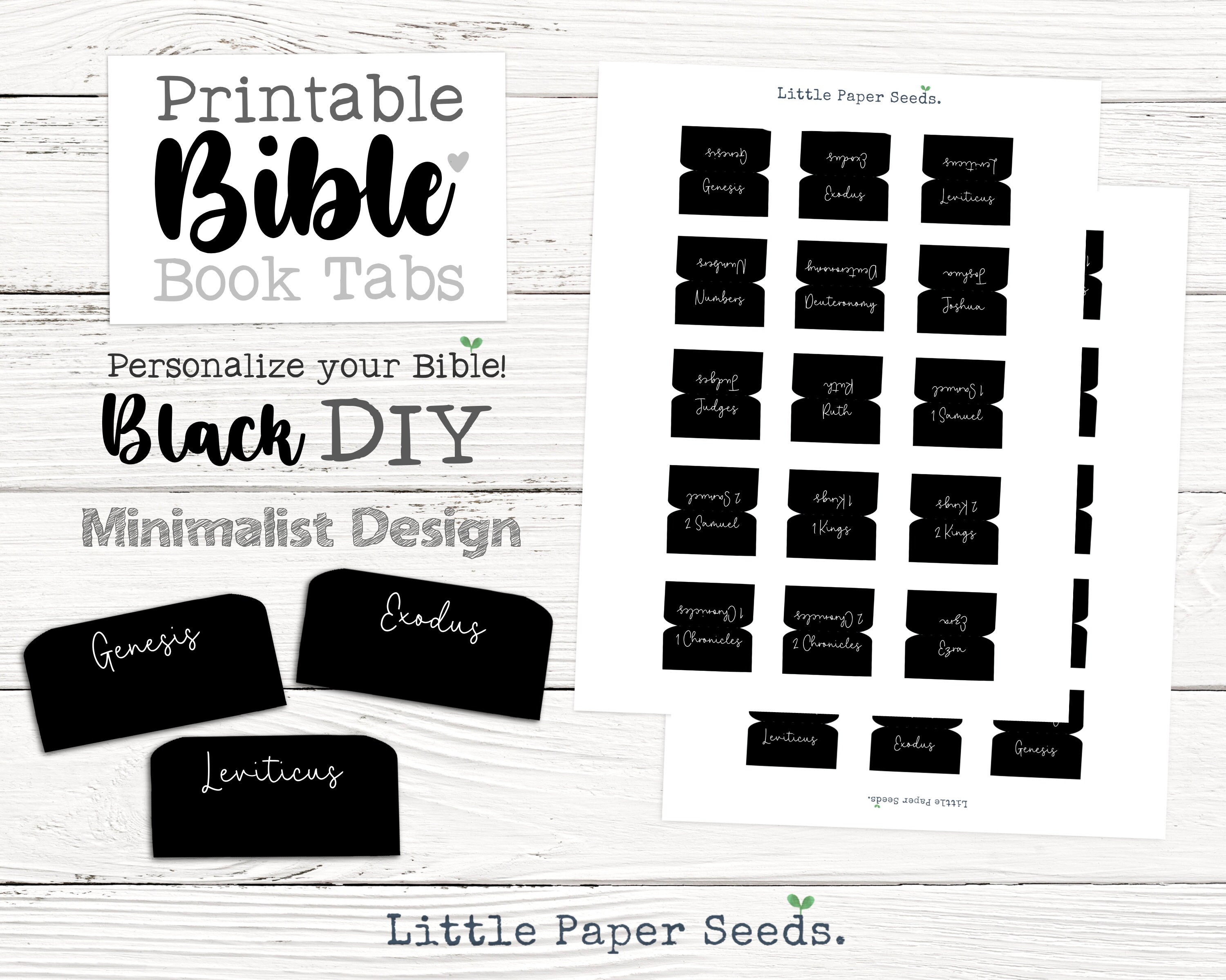 Printable Bible Tabs, DIY Bible Tabs, Minimalist Bible Tabs, Digital