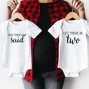 BE TWO Funny Twins Baby Announcement Onesie®, IVF Pregnancy Announcement To Husband, Grandparents, Family, Rainbow Baby Reveal, Gift Box