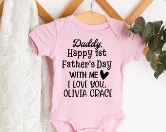 First Fathers Day Onesie® With Me, Personalized Happy First Fathers Day Baby Girl Outfit, 1st Fathers Day Gift from son, Baby Boy.