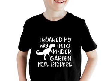 Dinosaur First Day of Kindergarten Shirt, Toddler Boy First Day Of School Shirt, Personalized Back to School Shirt For Boys, All Grades