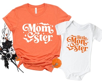 Momster and Mini Halloween Mommy And Me Shirts, Fall Mommy And Me Outfits, Mommy And Me Halloween Shirts, Matching Shirts For Halloween.