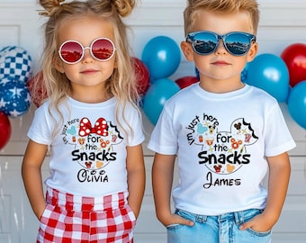 Here For The Snacks, Personalized Disney Snacks Shirt for Toddler Boy Girl, Cute Disney Shirt For Kids, Disneyland Shirt, Disneyworld Shirts