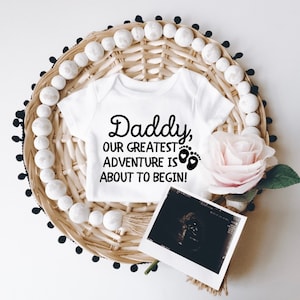 Daddy Greatest Adventure Baby Announcement to Husband, Surprise Pregnancy Announcement Onesie® For Husband, New Dad Baby reveal Gift Box.