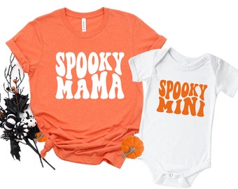 Spooky Mama Mini Halloween Mommy And Me Shirts, Fall Mommy And Me Outfits, Mommy And Me Halloween Shirts, Matching Shirts For Halloween.