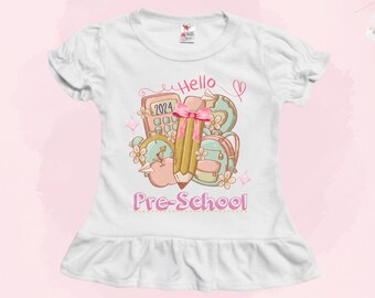 Boho First Day of Kindergarten Shirt, Toddler Girl First Day Of School Shirt, Personalized Coquette Back to School Shirt For Girls