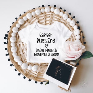 Easter Blessing Easter Baby Announcement Onesie®, Personalized Pregnancy Announcement Onesie® To Family, Coming Soon Baby reveal