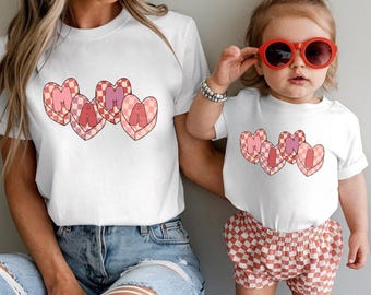 Mommy and Me Valentine Shirts Mama and Mini Matching Outfits Mother Daughter Matching Shirts Valentines Day Family Shirts HEARTS