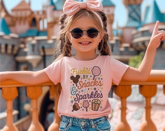 Fueled By Snacks and Sparkles Disney Shirts for Toddler Girl, Here For The Snacks Cute Disney Shirt For Kids, Disneyland Shirt
