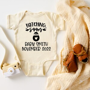 Hatching Soon Easter Baby Announcement Onesie®, Personalized Pregnancy Announcement Onesie® To Family, Coming Soon Baby reveal