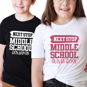 Next Stop Middle School Shirt, Toddler Girl Boy First Day Of School Shirt, Personalized Back to School Shirt For Kids.