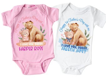 Happy First Fathers Day Onesie® Baby Girl Baby Boy Outfit, First Fathers Day Gift From Son, 1st Fathers Day Personalized New Dad Gift