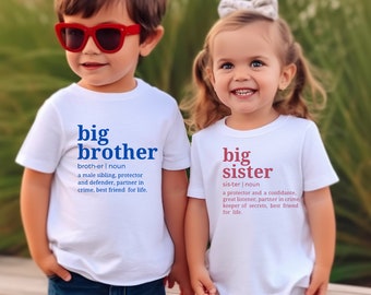 Definition Big Brother shirt, Big Sister shirt, Sibling baby announcement Shirt, Pregnancy Announcement Toddler Shirt