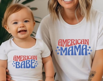 American Mama and Babe Mommy and Me Shirts, Mom Daughter 4th of July Mom Shirt, Mommy and me 4th of July, Matching Mom and Baby Girl