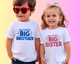 Promoted to Big Brother shirt, Big Sister shirt, Sibling baby announcement Shirt, Pregnancy Announcement Toddler Shirt