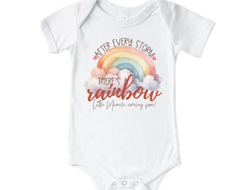 After Every Storm Rainbow Baby Announcement IVF, Surprise Pregnancy Announcement Onesie® For Grandma, Grandpa, Husband And Family